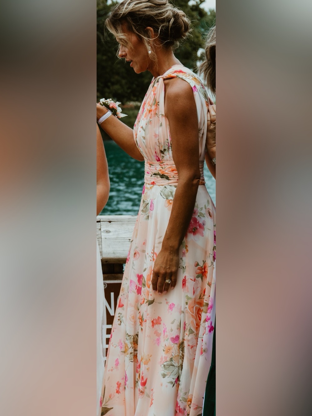 Azazie Floral Maxi Dress in blush coral Charlize